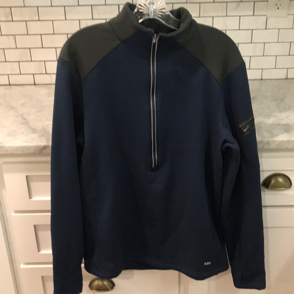 REI QXT Pullover Shirt Mens Large Blue Gray Half Zip Power Stretch Gorpcore
